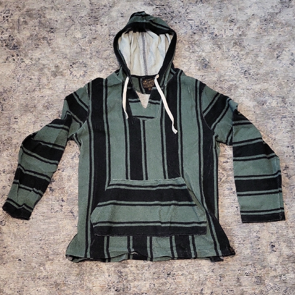 Lucky Brand Men's Green and Black Hooded Sweater